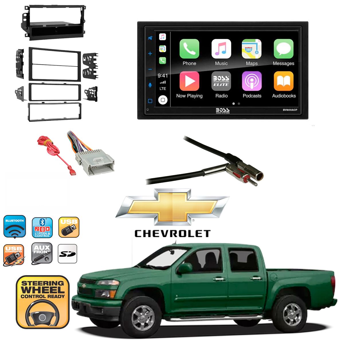 Touchscreen Carplay Android Auto Multimedia Player 2004-2012 Chevy Colorado