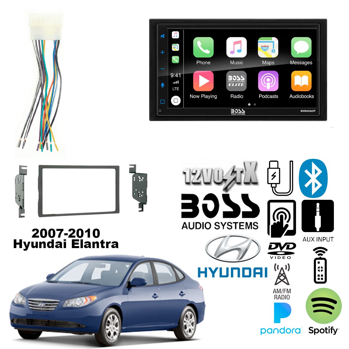 Touchscreen Bluetooth ,Apple CarPlay , Android Auto For 2007-10 Hyundai Elantra