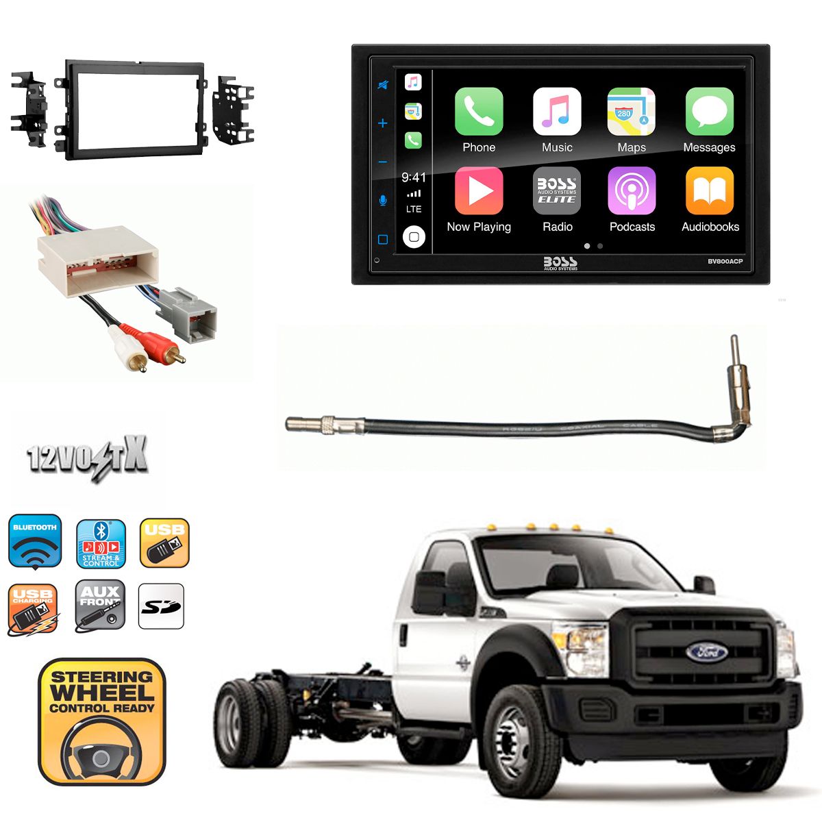 Touchscreen w/ Bluetooth ,Apple CarPlay, Android Auto For Ford F-550 2005-2012